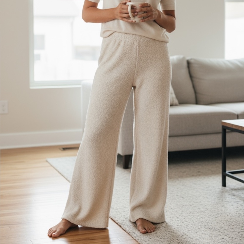 Barefoot Dreams CozyChic Cream Wide Leg Pants, XL NWT
